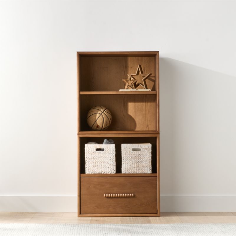 Jack 30" Hazelnut Ash Wood Modular Kids Open Bookcase with Drawer - image 2 of 10