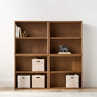 Jack Set of 4 Hazelnut Ash Wood Modular Kids Open Bookcase