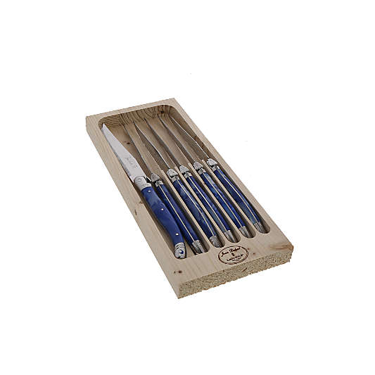 Jean Dubost Laguiole ® Marble Blue Steak Knives, Set of 6