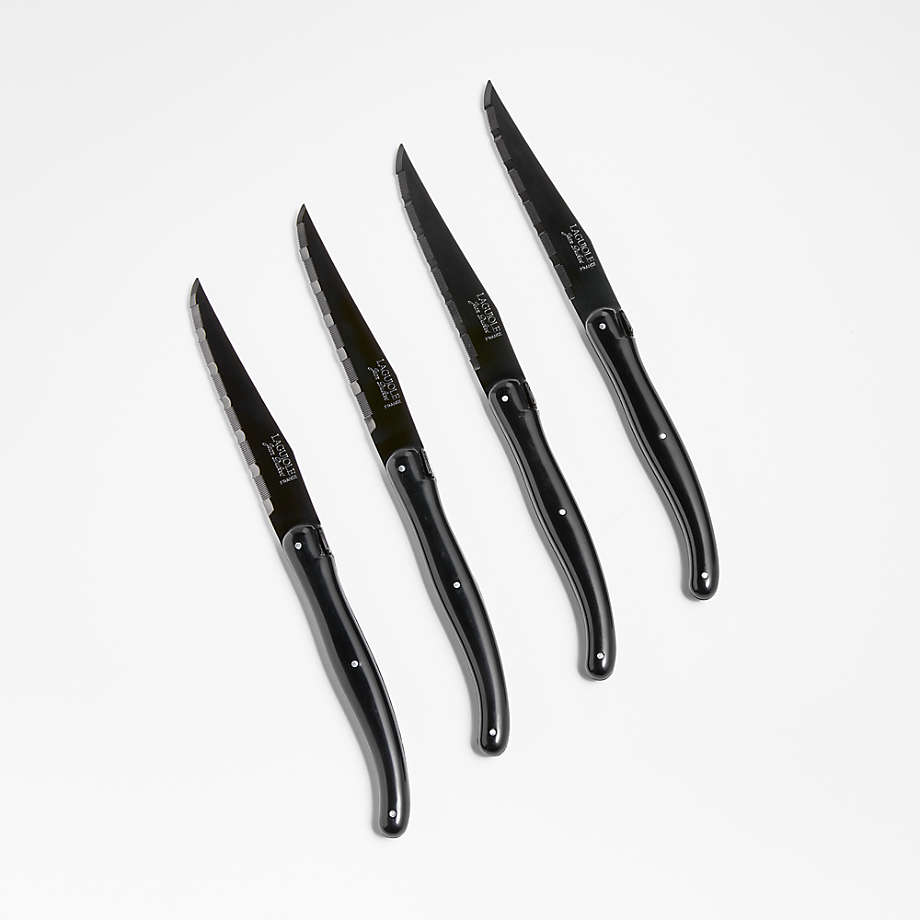 Jean Dubost Laguiole New Age Black Steak Knives, Set of 4 +