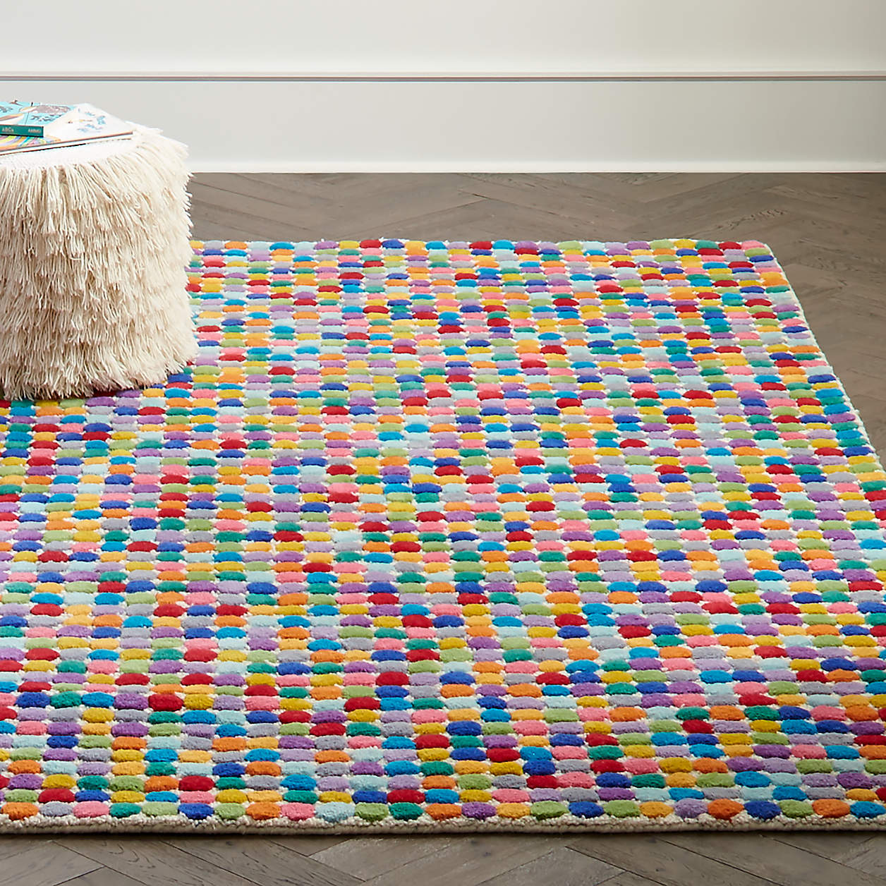 Hand-Tufted Rainbow Polka Dot Kids Rug