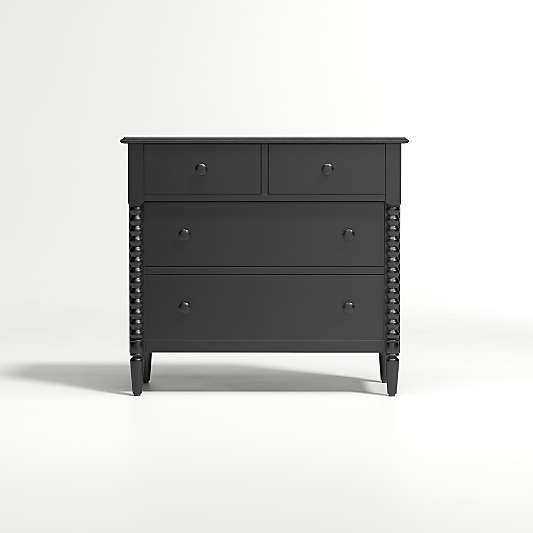 Jenny Lind Black Wood Narrow 4-Drawer Kids Dresser