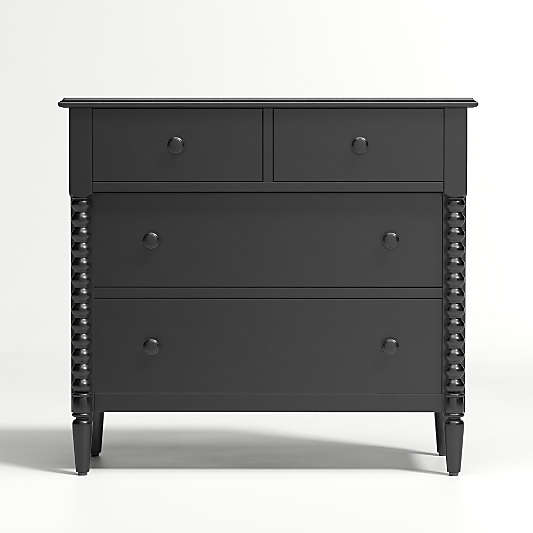 Jenny Lind Black Wood Narrow 4-Drawer Kids Dresser