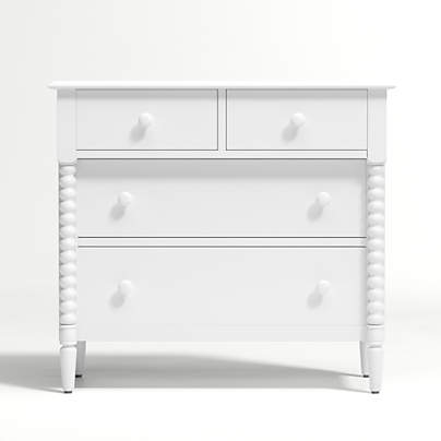 Jenny Lind White Wood Narrow 4-Drawer Kids Dresser