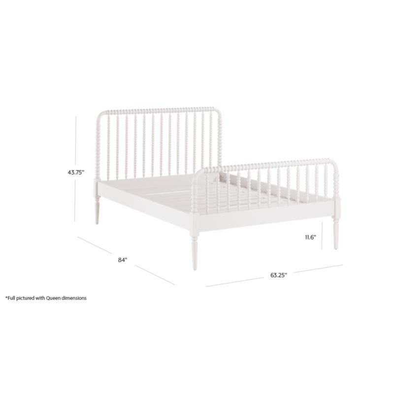 Jenny Lind White Wood Spindle Kids Queen Bed
