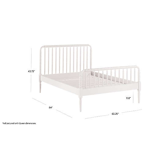 Jenny Lind White Wood Spindle Kids Queen Bed