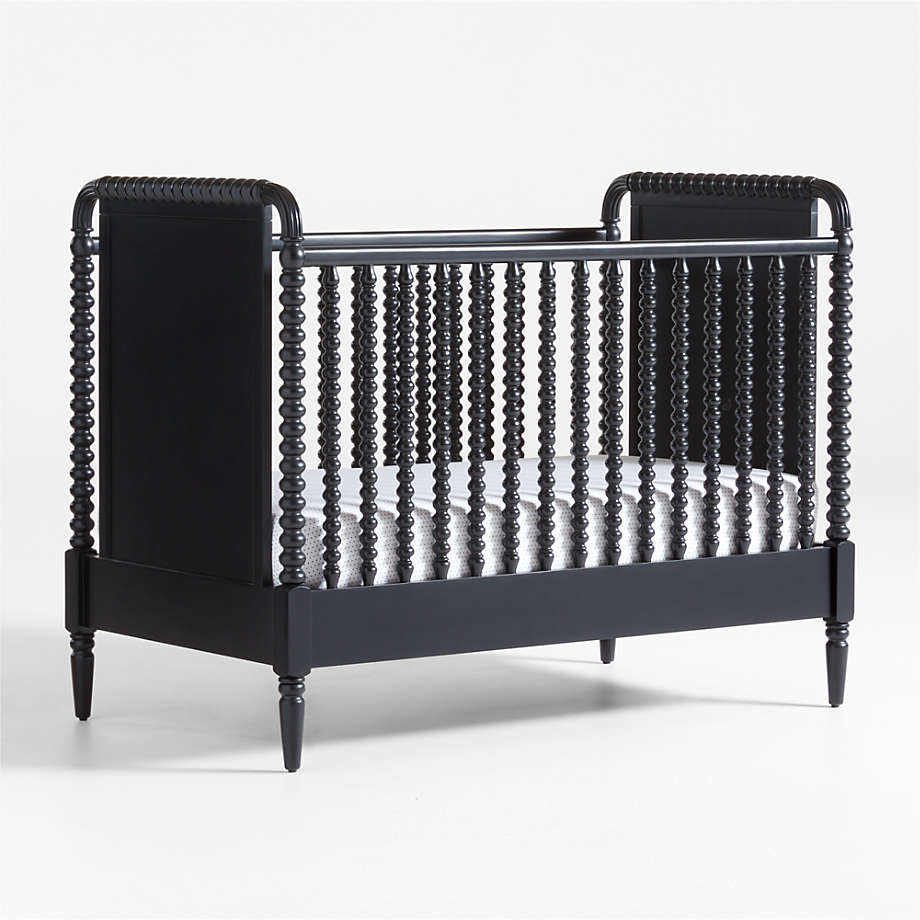 Jenny Lind Black Wood Spindle Convertible Baby Crib with Toddler Bed