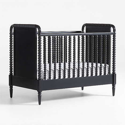 Jenny Lind Black Wood Spindle Convertible Baby Crib