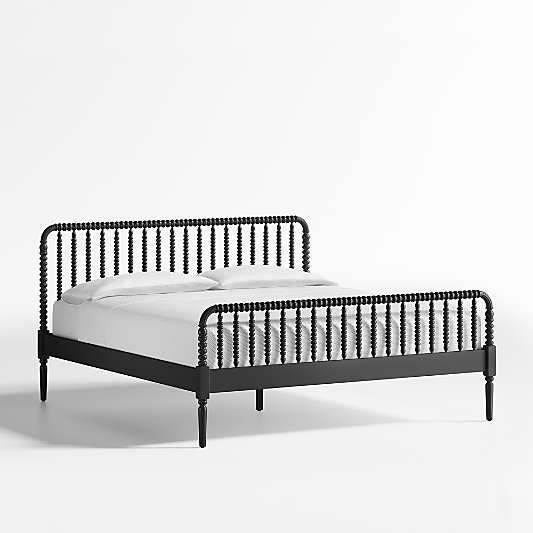 Jenny Lind Black Wood Spindle King Bed