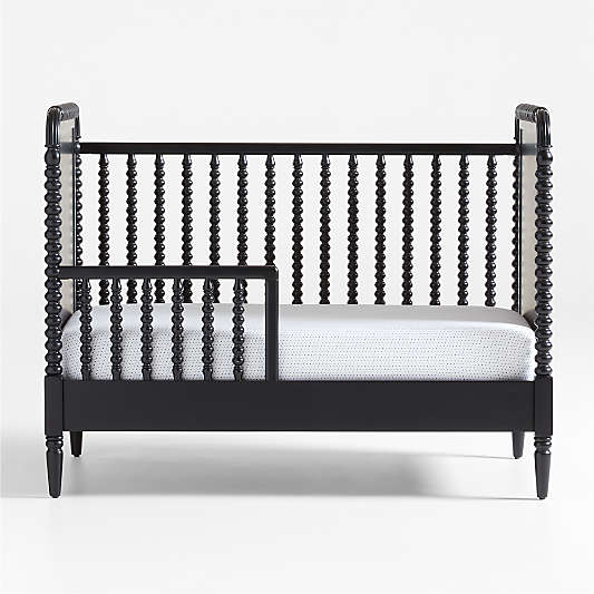 Jenny Lind Black Wood Spindle Convertible Baby Crib with Toddler Bed Rail