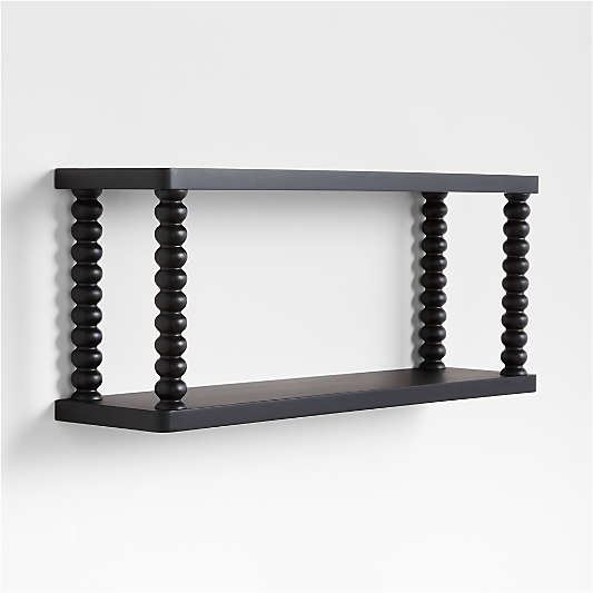 Jenny Lind Kids Black Wood Spindle Wall Shelf