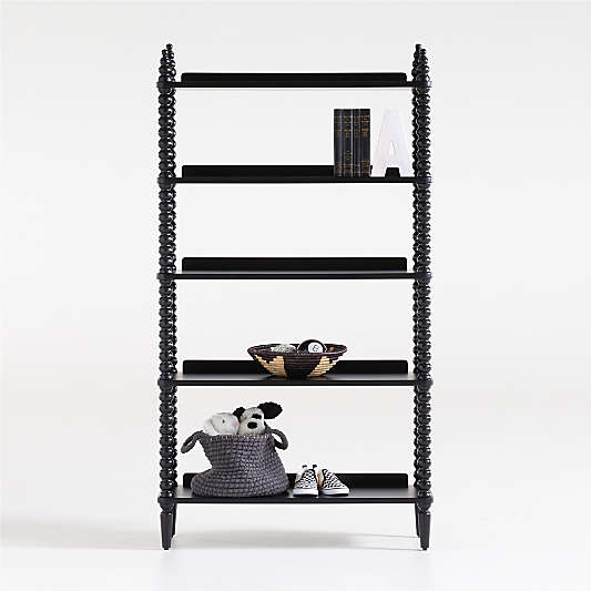 Jenny Lind Black Wood Spindle 5-Shelf Bookcase