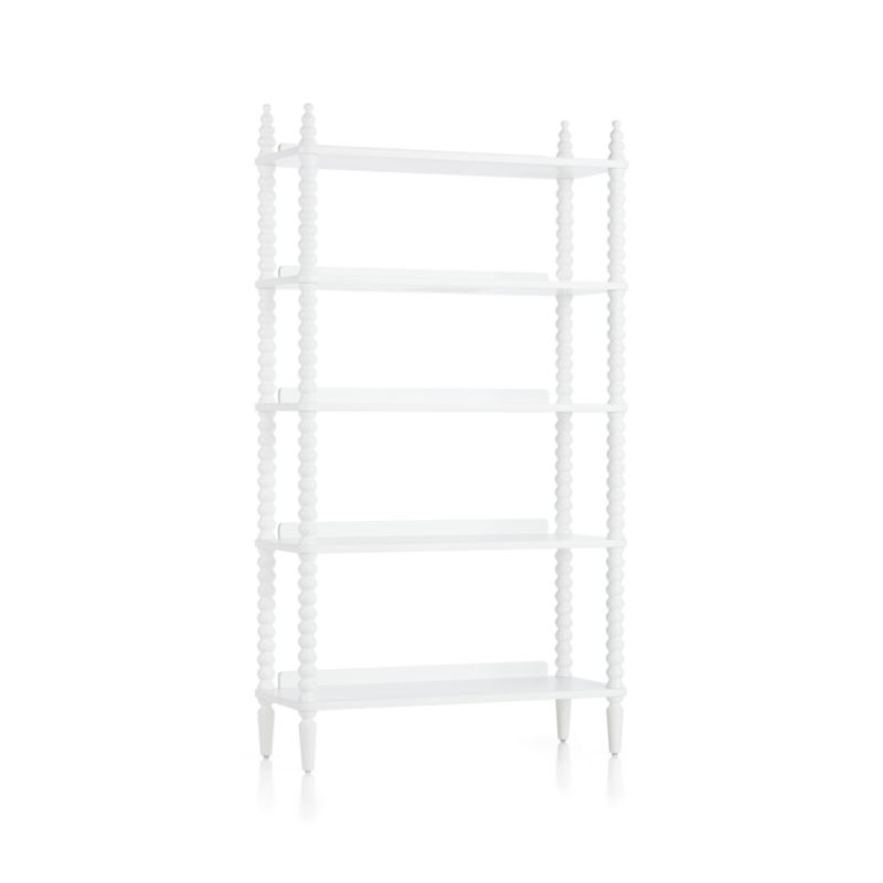 Jenny Lind White Wood Spindle 5-Shelf Bookcase