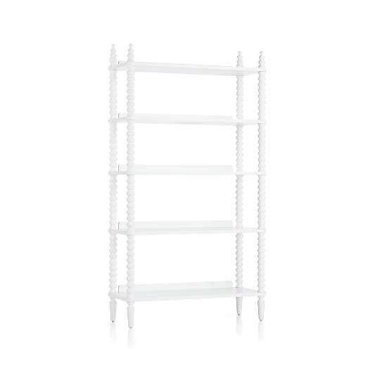 Jenny Lind White Wood Spindle 5-Shelf Bookcase