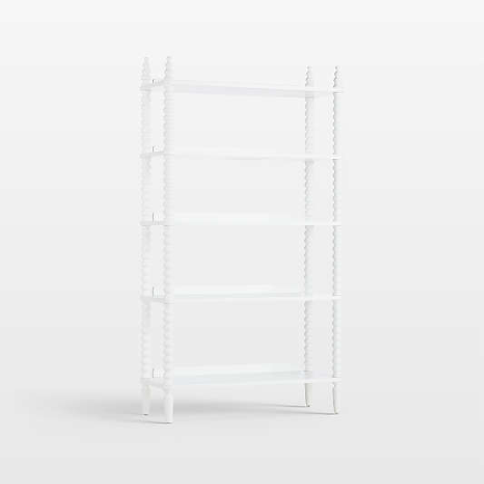 Jenny Lind 33" White Wood Spindle 5-Shelf Tall Kids Bookcase