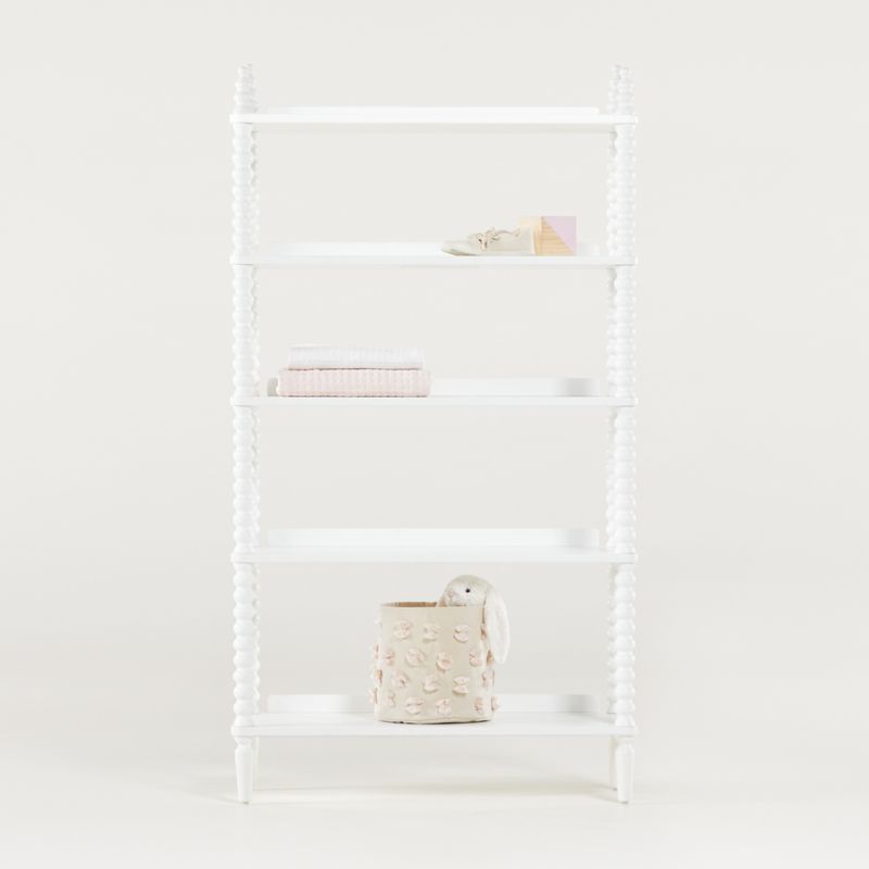 Jenny Lind White Wood Spindle 5-Shelf Bookcase