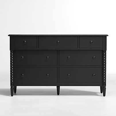 Jenny Lind Black Wood Wide 7-Drawer Kids Dresser