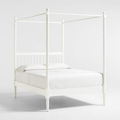 Jenny Lind White Wood Spindle Kids Canopy Full Bed