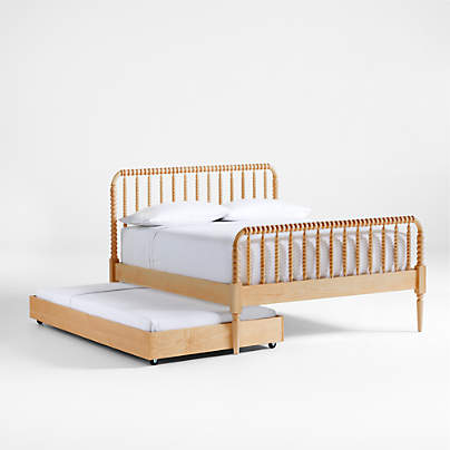 Jenny Lind Maple Wood Spindle Kids Full Bed with Trundle