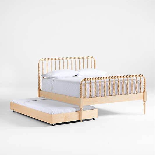 Jenny Lind Maple Wood Spindle Kids Full Bed with Trundle