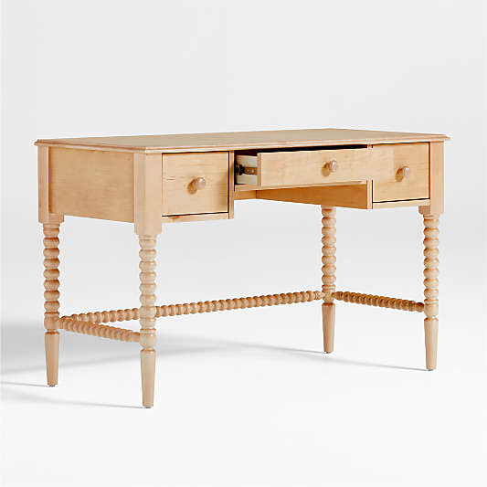 Jenny Lind 48" Maple Wood Spindle 3-Drawer Kids Desk