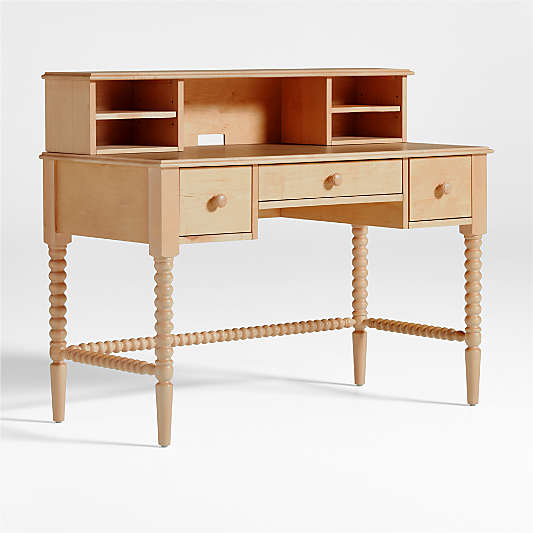 Jenny Lind Maple Wood Spindle 3-Drawer Kids Desk and Hutch