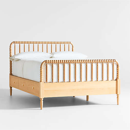 Jenny Lind Maple Wood Spindle Kids Full Storage Bed