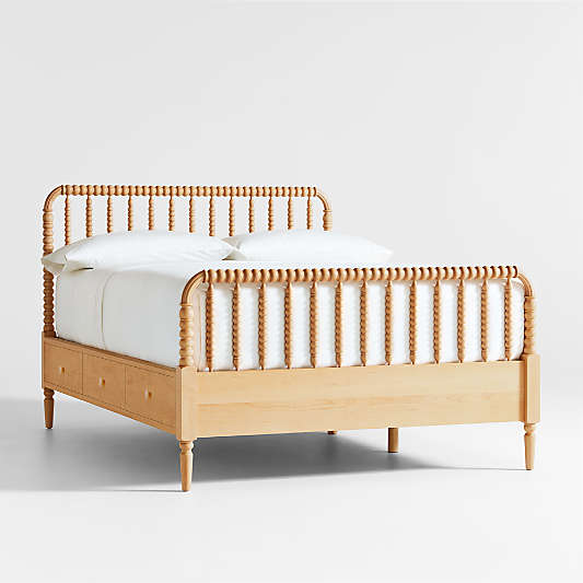 Jenny Lind Maple Wood Spindle Kids Full Storage Bed