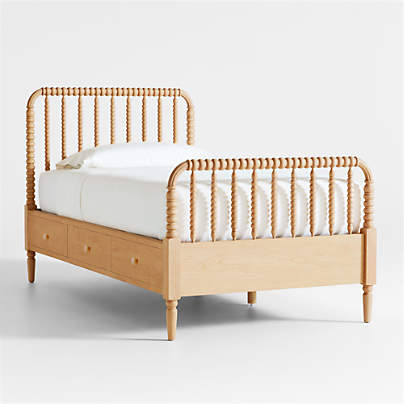 Jenny Lind Maple Wood Spindle Kids Twin Storage Bed