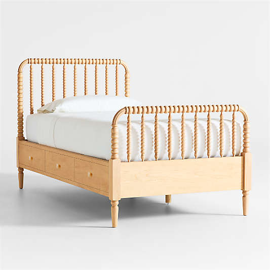 Jenny Lind Maple Wood Spindle Kids Storage Bed