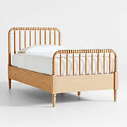 Waveland Ivory and Natural Stripe Upholstered Kids Twin Bed