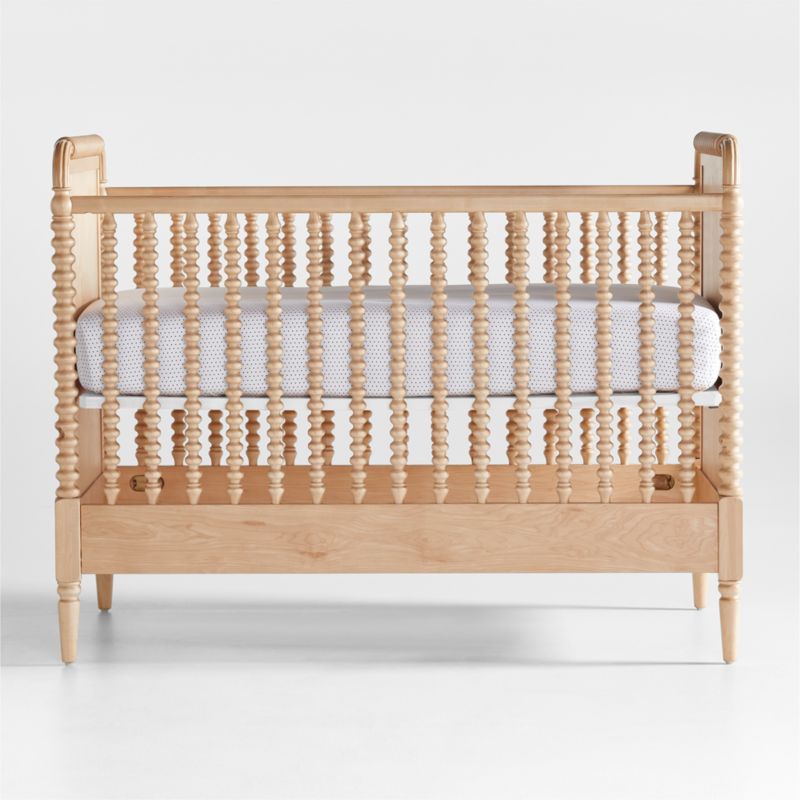 Jenny Lind Maple Wood Spindle Convertible Baby Crib with Toddler Bed Rail