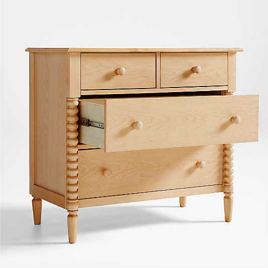 Jenny 37" Lind Maple Wood Narrow 4-Drawer Kids Dresser