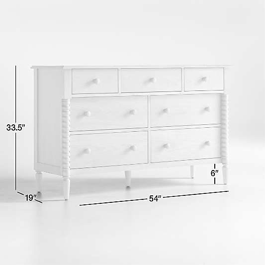 Jenny Lind 54" Black Wood Wide 7-Drawer Kids Dresser