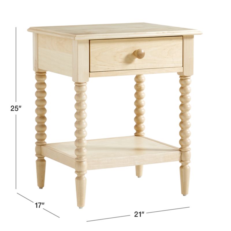 Jenny Lind Maple Wood Spindle Kids Nightstand with Drawer