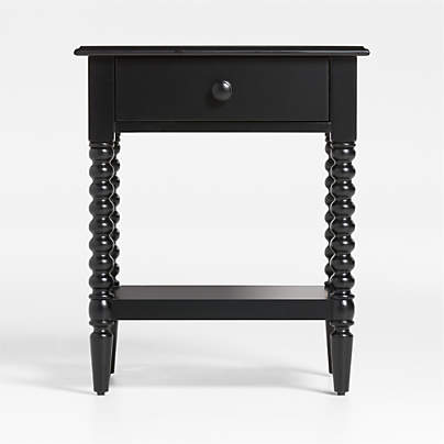 Jenny Lind Black Wood Spindle Kids Nightstand with Drawer