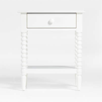 Jenny Lind White Wood Spindle Kids Nightstand with Drawer