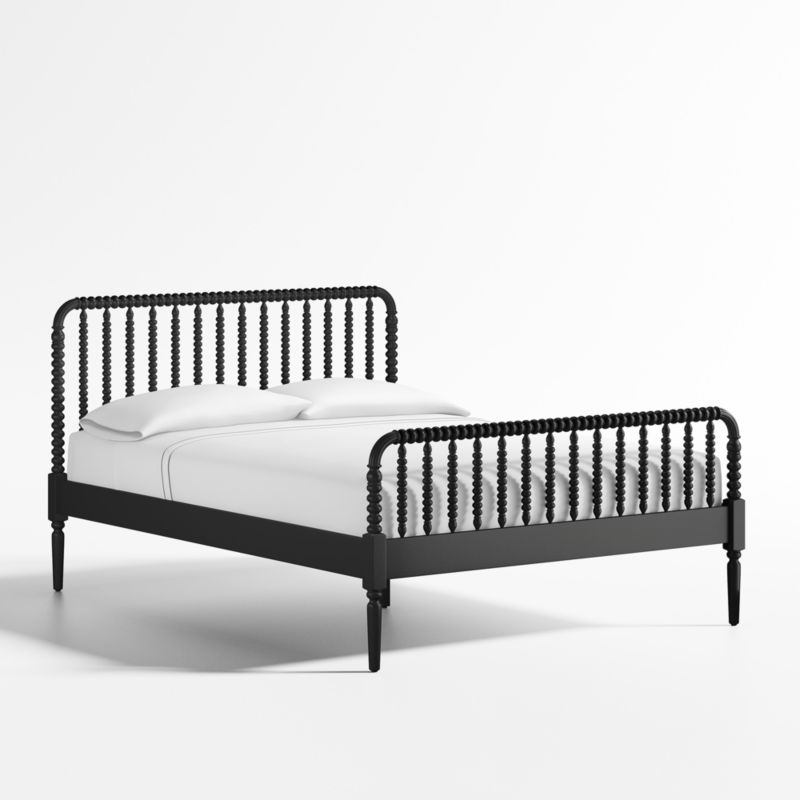 Jenny Lind Black Wood Spindle Kids Queen Bed