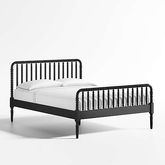 Jenny Lind Black Wood Spindle Kids Queen Bed