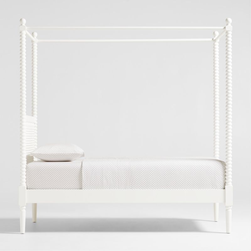 Jenny Lind White Wood Spindle Kids Canopy Twin Bed