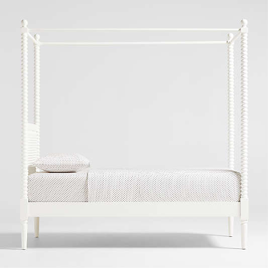 Jenny Lind White Wood Spindle Kids Canopy Twin Bed