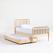 Jenny Lind Maple Wood Spindle Kids Full Bed with Trundle