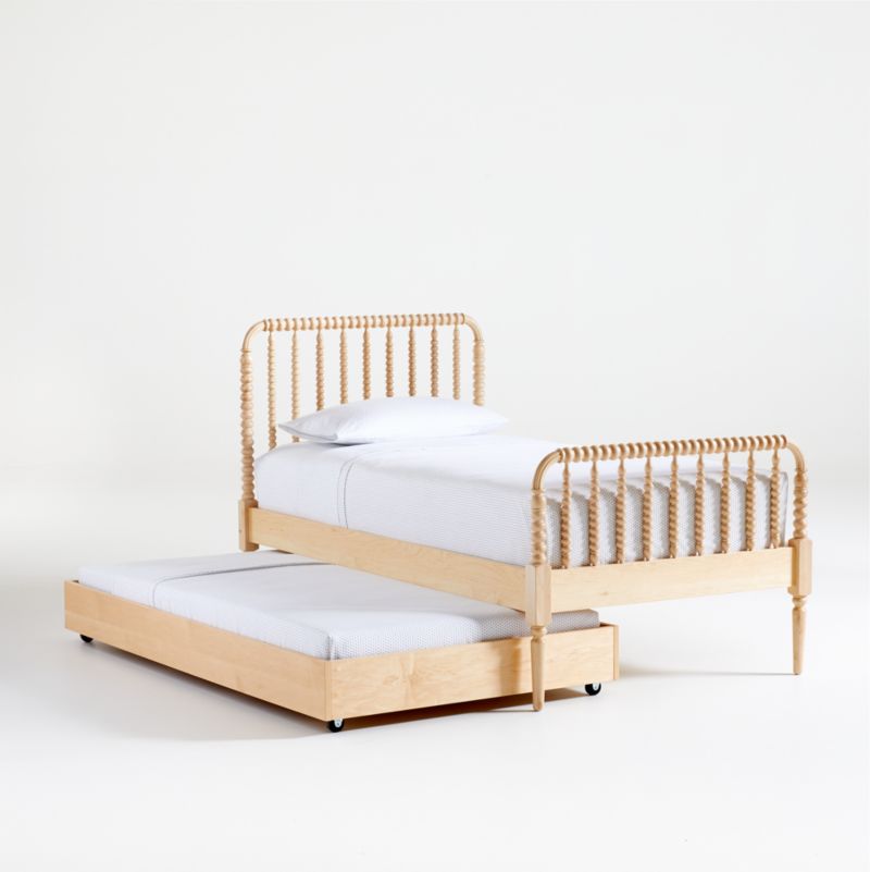 Jenny Lind Maple Wood Spindle Kids Full Bed with Trundle