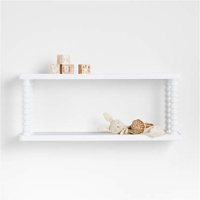 Jenny Lind Kids White Wood Spindle Wall Shelf