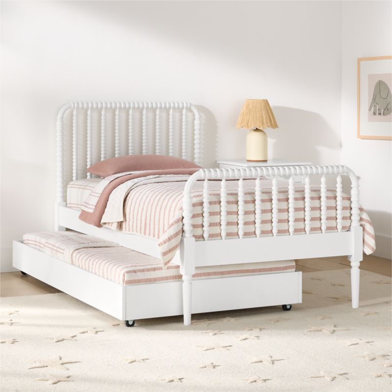 Jenny Lind White Wood Spindle Kids Twin Bed with Trundle - image 1 of 5
