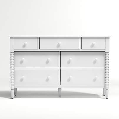 Jenny Lind White Wood Wide 7-Drawer Kids Dresser