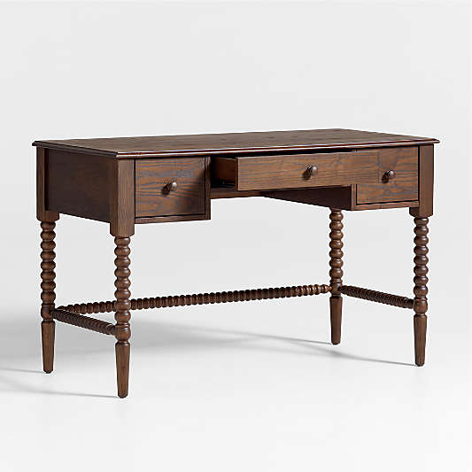 Jenny Lind 48" Deep Brown Wood Spindle 3-Drawer Kids Desk