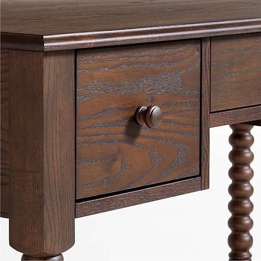 Jenny Lind Deep Brown Wood Spindle 3-Drawer Kids Desk