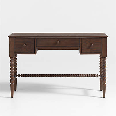 Jenny Lind 48" Deep Brown Wood Spindle 3-Drawer Kids Desk