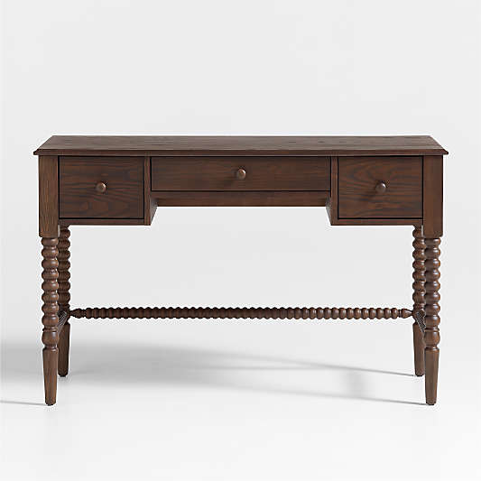 Jenny Lind 48" Deep Brown Wood Spindle 3-Drawer Kids Desk